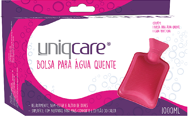 BOLSA AGUA QUENTE - ROSA C/ CAPA - 1000ML - UNIQCARE