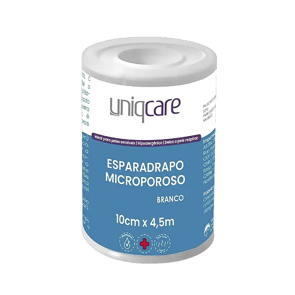 ESPARADRAPO MICROPOROSO BRANCO 10X4,5M - UNIQCARE