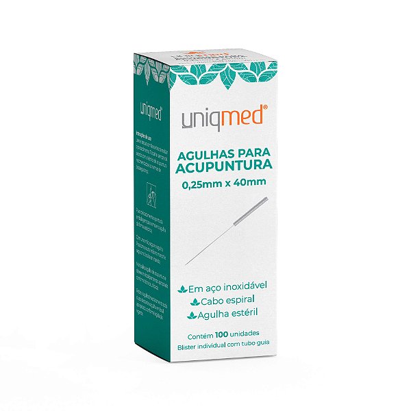 AGULHAS ACUPUNTURA 0,25X40MM - CX/100 - UNIQMED