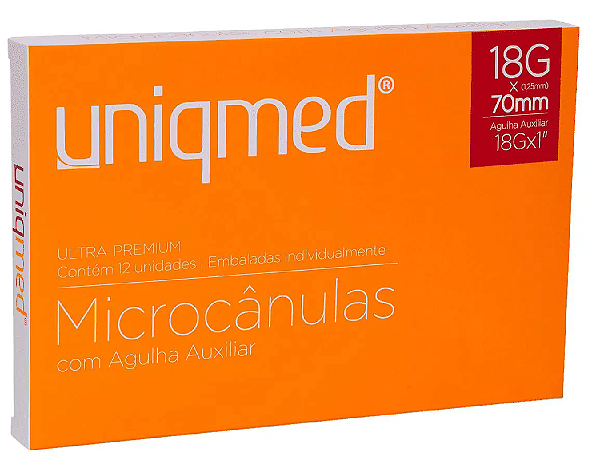 MICROCANULA COM AGULHA AUXILIAR 18G 18GX70MM - CX/12 - UNIQMED
