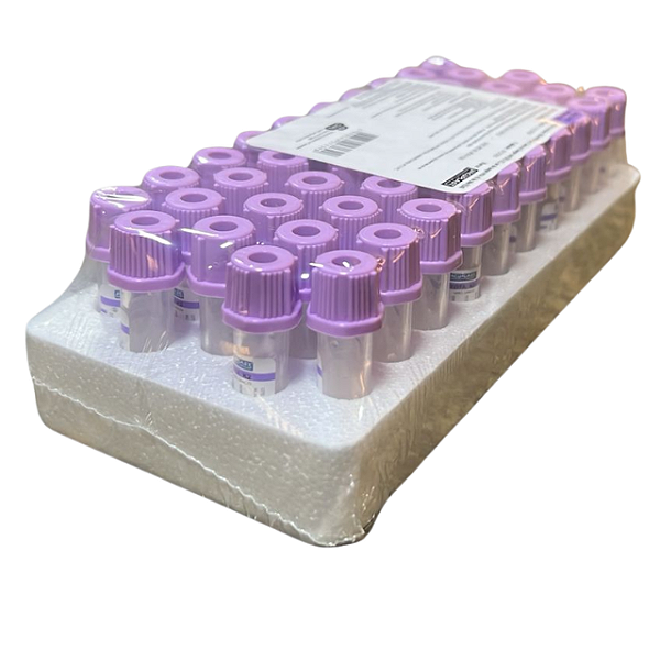 MICROTUBO COM EDTA K2 500UL TAMPA ROXA - CX/50 - VACUPLAST