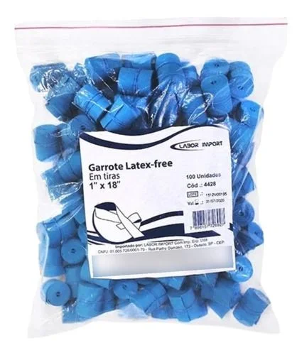 GARROTE LATEX FREE EM TIRAS - CX/100 - LABOR IMPORT