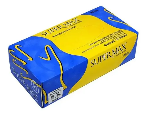 LUVA LATEX C/TALCO - CX/100 - SUPERMAX