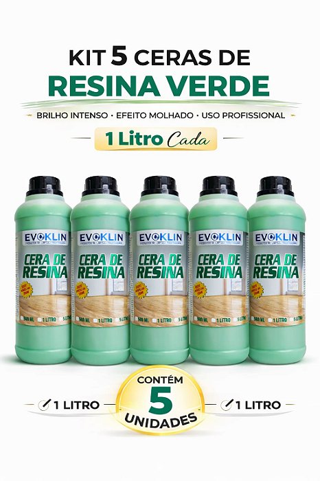 Cera De Piso Verde com Resina, Brilho Intenso E Proteção 1Litro-KIT 5 UND