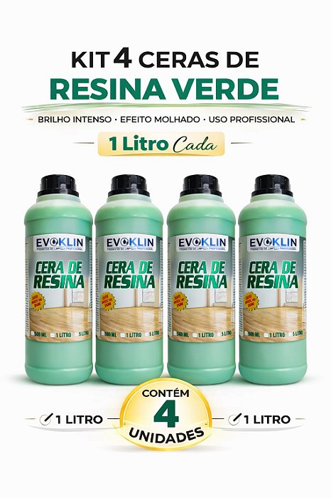Cera De Piso Verde com Resina, Brilho Intenso E Proteção 1Litro-KIT 4 UND