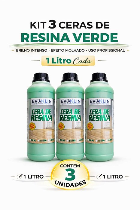 Cera De Piso Verde com Resina, Brilho Intenso E Proteção 1Litro-KIT 3 UND