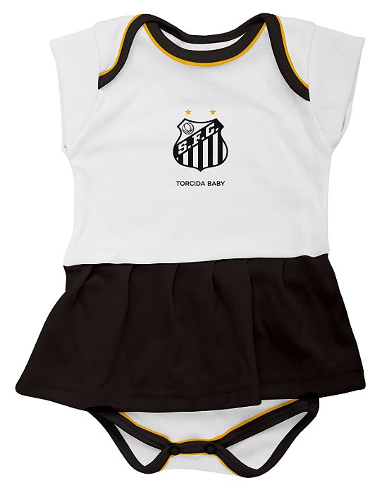 VESTIDO BODY MANGA CURTA TIME SANTOS OFICIAL TORCIDA BABY