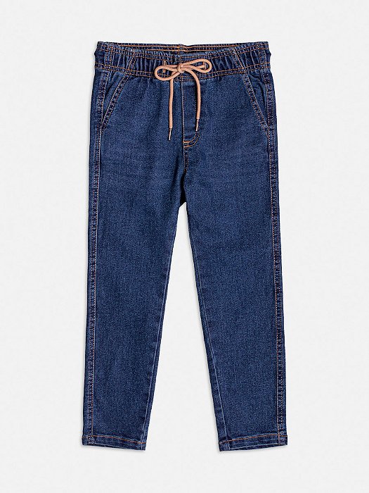 CALÇA JEANS COM ELASTANO E AMARRAÇÃO NA CINTURA YOUCCIE