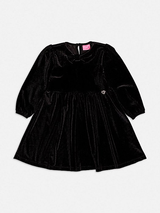 VESTIDO MANGA LONGA EM COTELÊ COM LAÇO MOMI