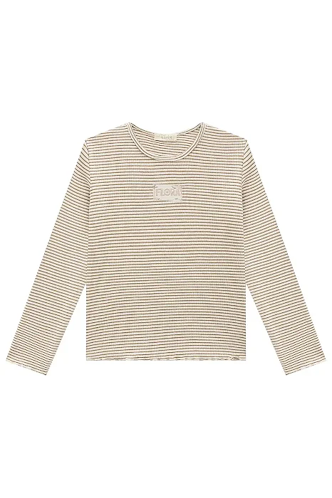 BLUSA MANGA LONGA EM MALHA CANELADA LISTRADA INFANTI