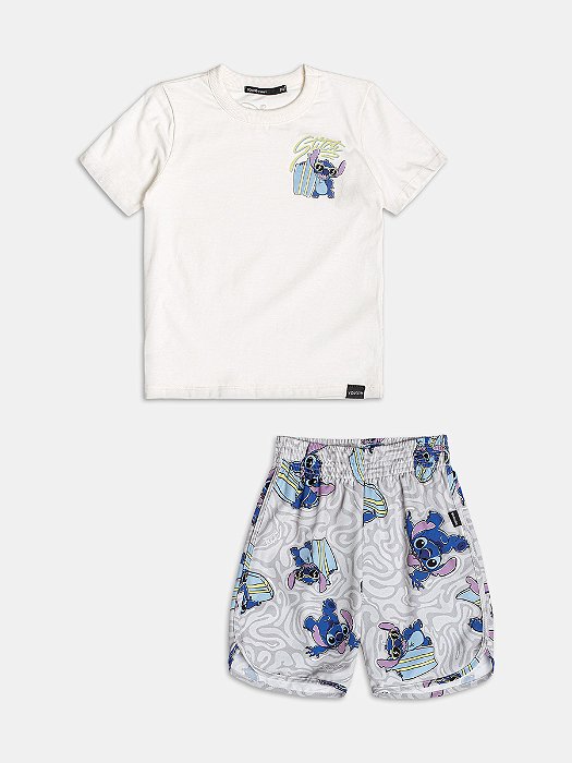 CONJUNTO T-SHIRT MANGA CURTA E BERMUDA STITCH YOUCCIE