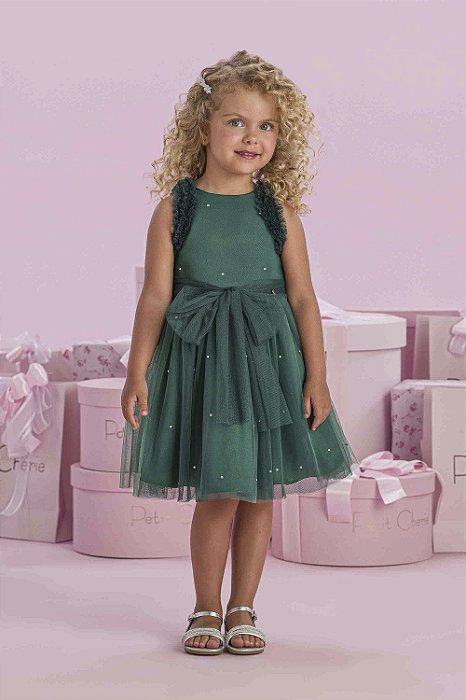 VESTIDO EM TULE FORRADO COM DETALHES PETIT CHERIE