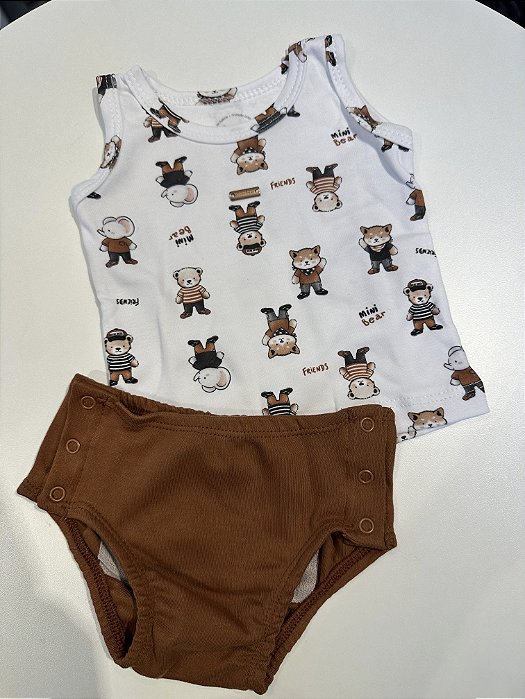 CONJUNTO REGATA COM TAPA FRALDA TEMA FRIENDS MINI BEAR
