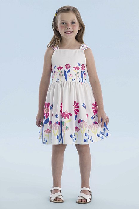 VESTIDO ESTAMPA FLORAL COLORIDO COM AMARRAÇÃO NAS COSTAS MON SUCRÉ