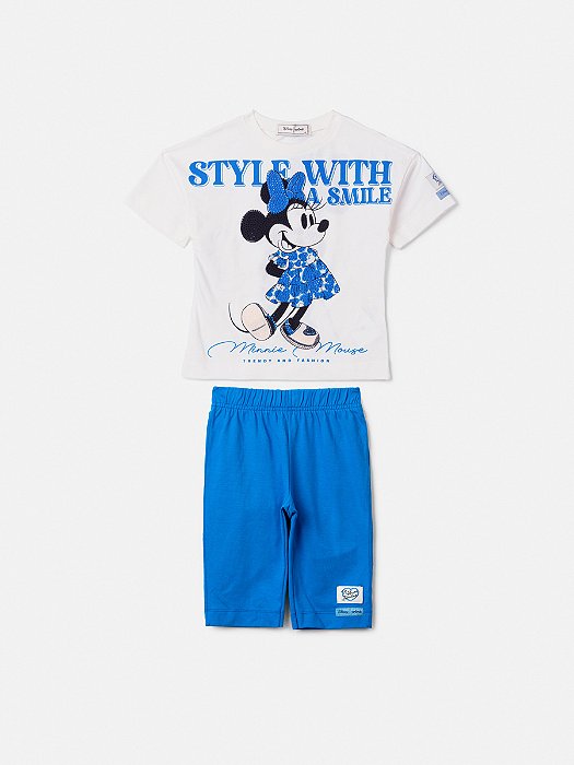 CONJUNTO BLUSA MANGA CURTA ESTAMPA MINNIE E LEGGING ANIMÊ