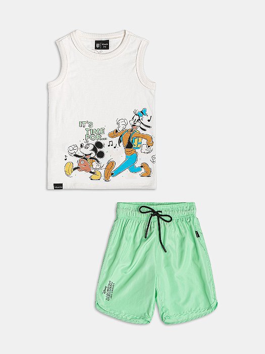 CONJUNTO REGATA E BERMUDA EM NYLON MICKEY E FRIENDS YOUCCIE