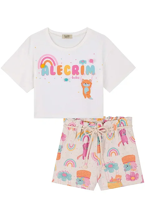 CONJUNTO BLUSA CROPPED OVERSIZED E SHORT KUKIÊ