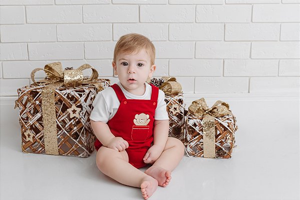 CONJUNTO ROMPER COM CAMISETA MANGA CURTA MINI BEAR