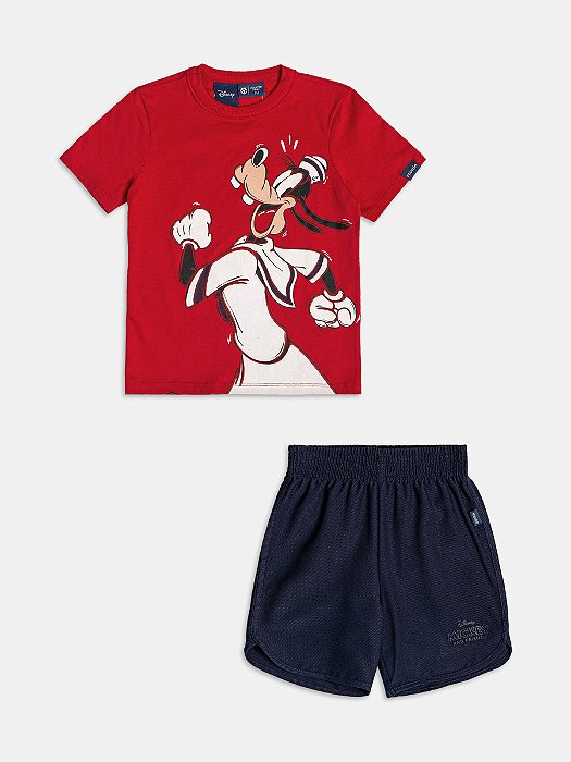CONJUNTO T-SHIRT MANGA CURTA E BERMUDA EM NYLON PATETA E MICKEY YOUCCIE