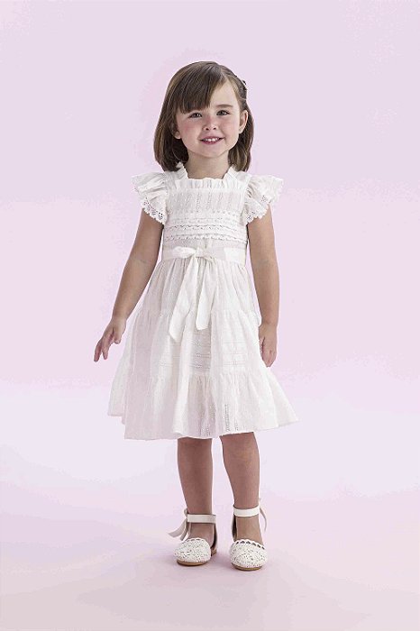 VESTIDO EM LINHO COM BABADOS PETIT CHERIE