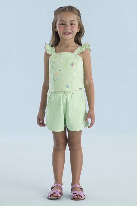 CONJUNTO BLUSA E SHORT EM JEANS ESTAMPADOS MON SUCRÉ