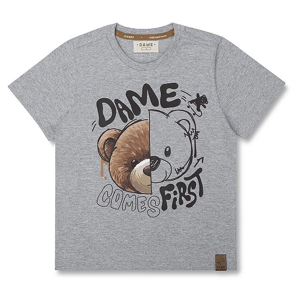CAMISETA EM ALGODÃO TEDDY GRAFITE DAME MINI