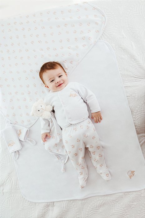 CONJUNTO PAGÃO, BODY MANGA CURTA E CASACO TEMA OVELHINHA MINI BEAR