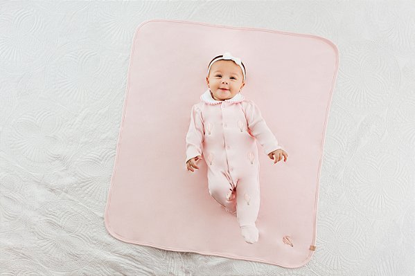 MACACÃO MANGA LONGA COM GOLA E PÉ TEMA BALÃO ROSA MINI BEAR