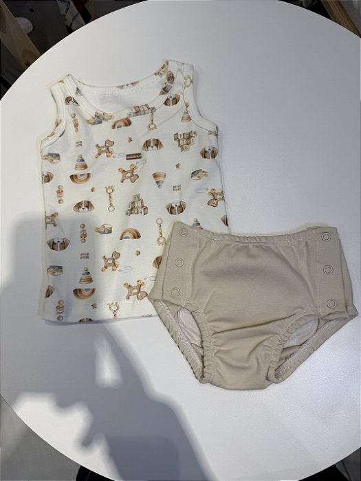 CONJUNTO REGATA COM TAPA FRALDA TEMA MY FIRST TOY MINI BEAR