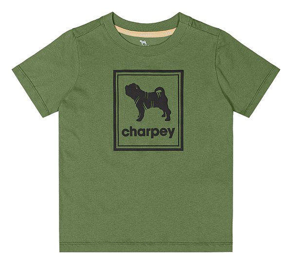 Camiseta em algodão Manga Curta Verde Musgo Charpey