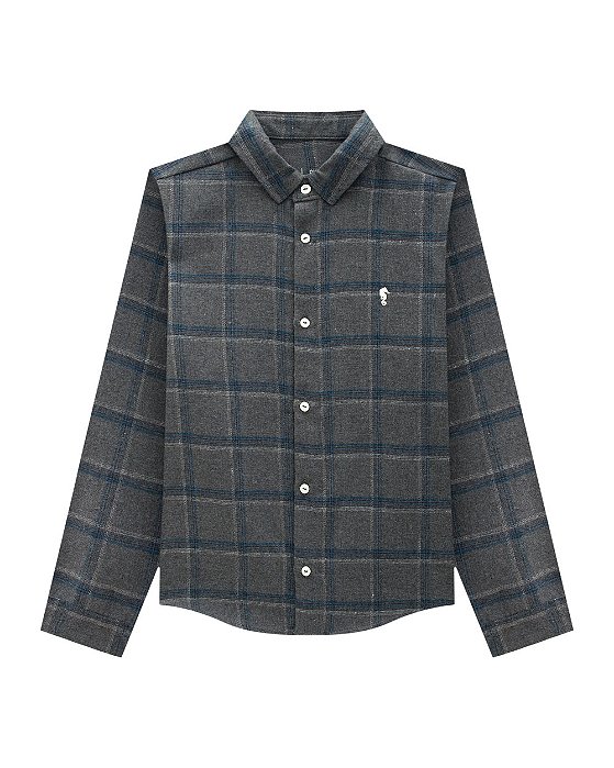 Camisa Flanela Xadrez Manga Longa Onda Marinha