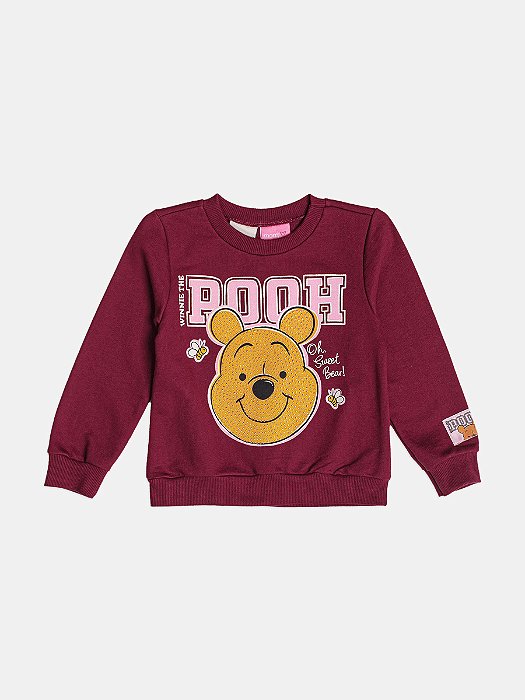 Casaco Moletom Bebê Ursinho Pooh Bordô Momi