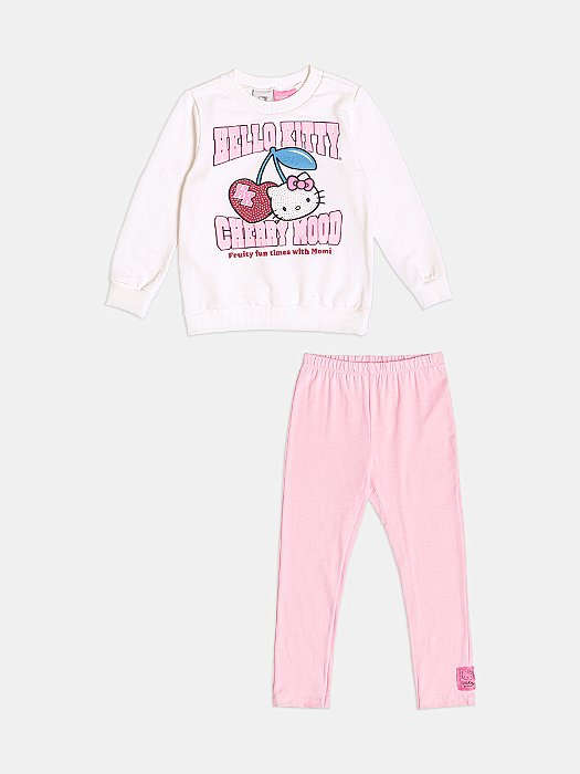Conjunto Infantil Hello Kitty Manga Longa Rosa
