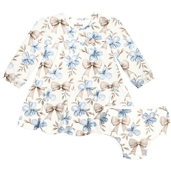 Vestido Infantil Milon Floral Manga Longa