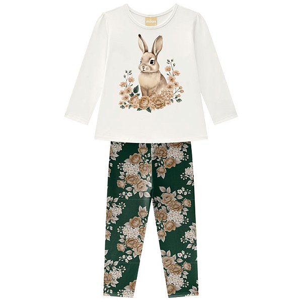 Conjunto Infantil Milon Inverno Coelhinho Floral