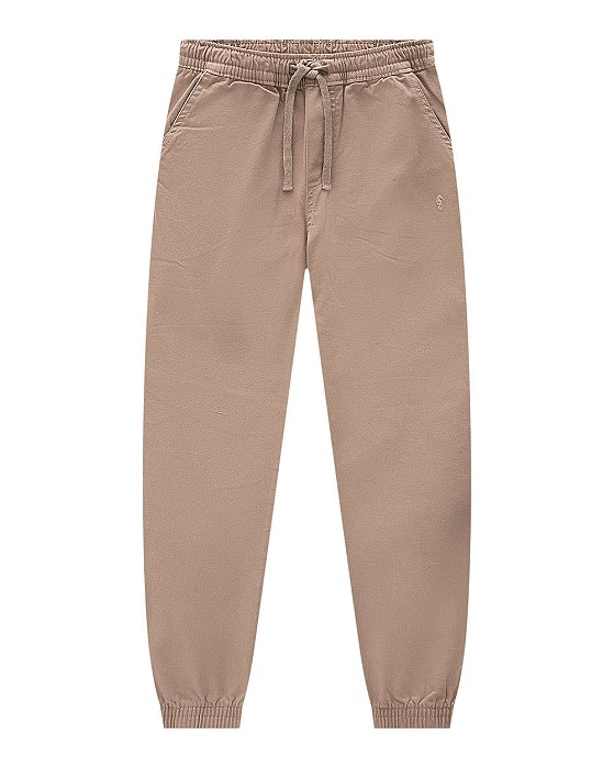 Calça Jogger Infantil Moletom Bege e Cinza Onda Marinha