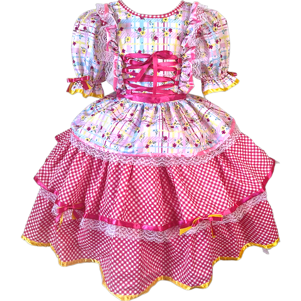 Vestido Junino Infantil Rosa