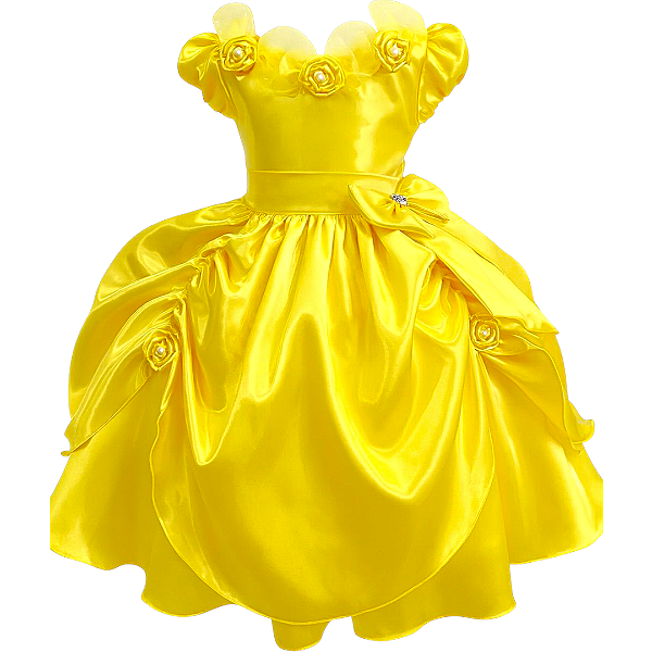 Vestido Infantil Princesa Bela e a Fera Amarelo