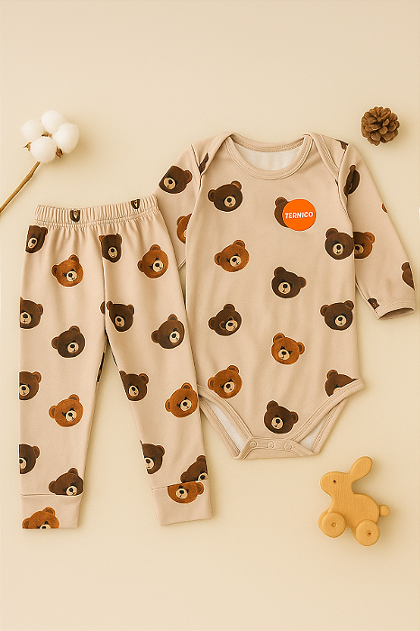 Body e Mijão Bebê Térmico Urso Marrom