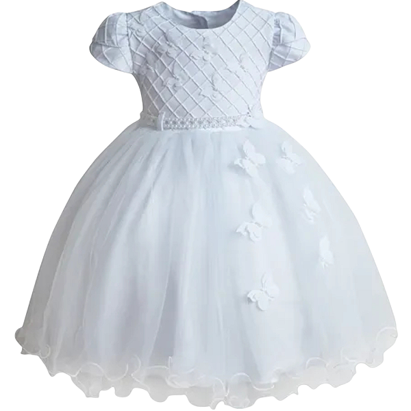 Vestido Infantil Branco com Borboletas