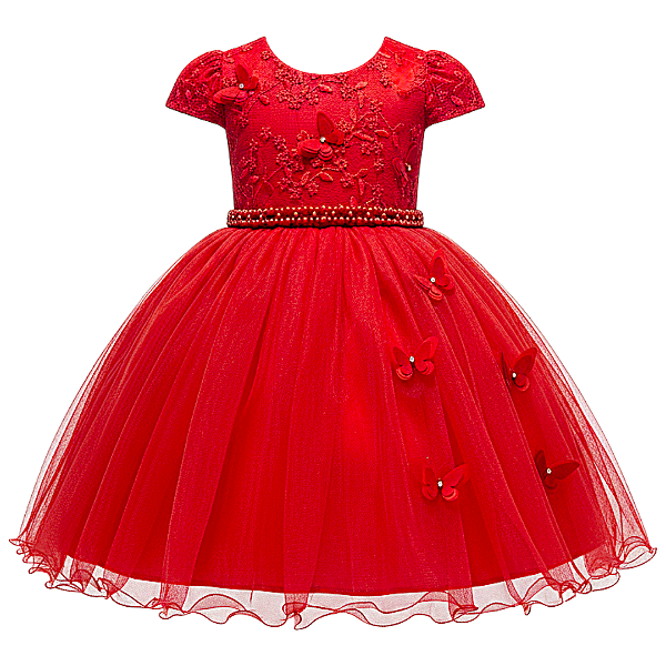 Vestido Infantil Vermelho com Renda