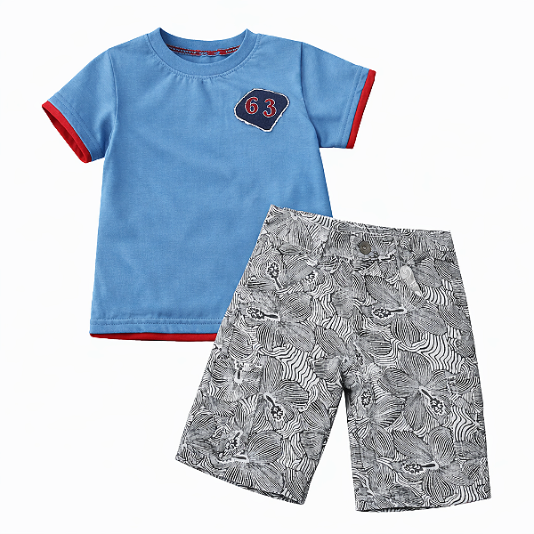 Conjunto Infantil Masculino Camiseta + Bermuda Estampada
