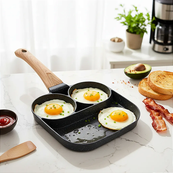 Frigideira Antiaderente 3 Em 1 Frita Ovos
