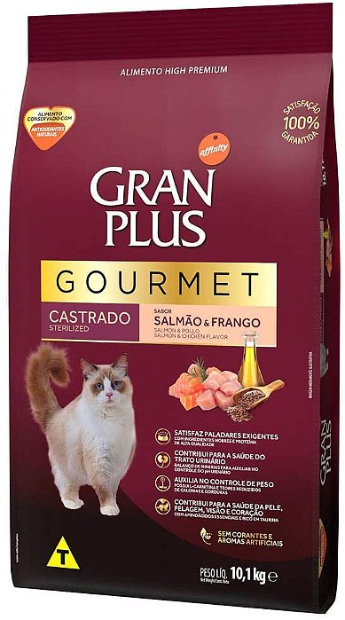 Ração Para Gatos Castrados Gran Plus Gourmet Salmão E Frango 10,1Kg