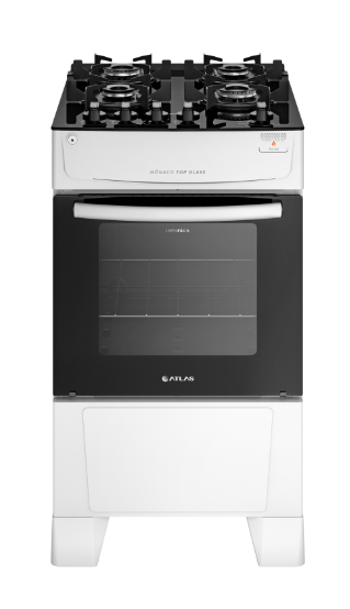 Fogao Gas Atlas 4Q Monaco Top Glass Bco 20