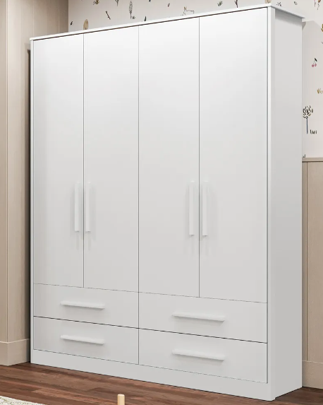 Armario Peroba Charlo 4 Pt - Branco Brilho
