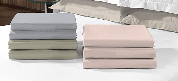 Jogo De Lencol Textil Lar Percal 200F Top Confort Queen Liso