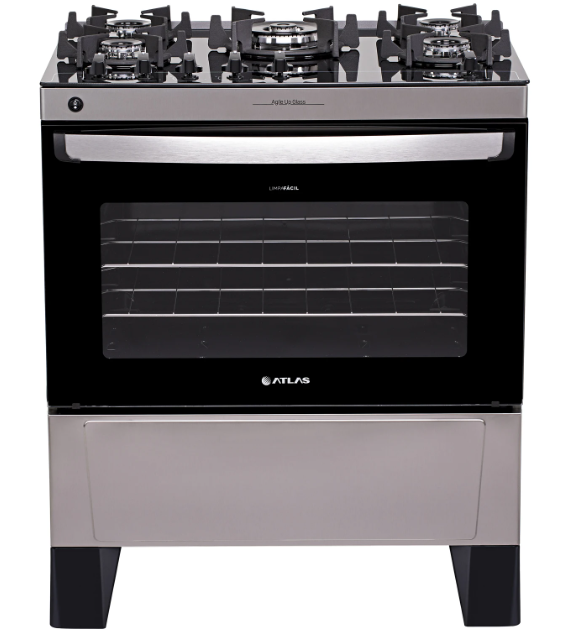 Fogao Gas 5Q Atlas Agile Up Glass Inx 20