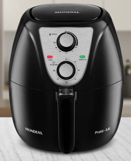 Fritadeira Air Fryer Mondial 3,6L Pto/Inox Af-36-Bi 127V/60Hz