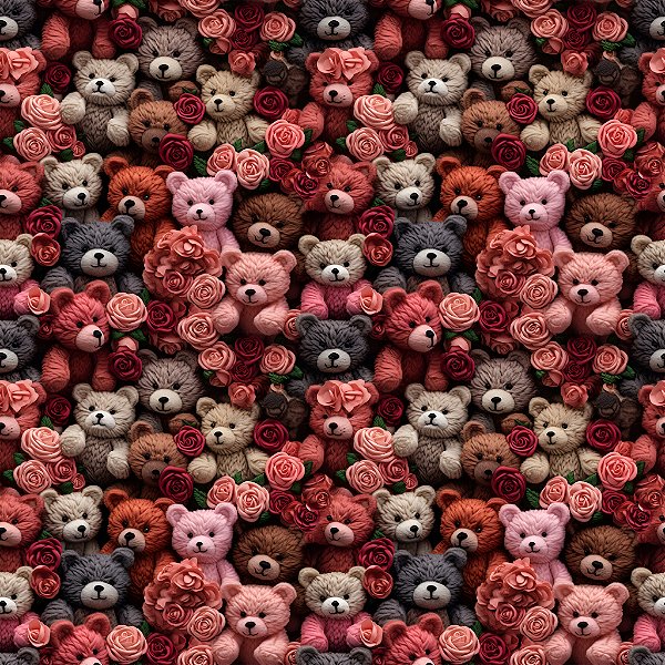 D448 - Ursinhos com Rosas Vermelhas